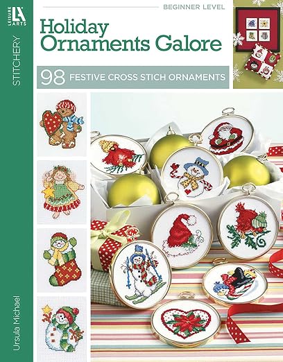 Leisure Arts XStitch Holiday OrnmntsGalorBk