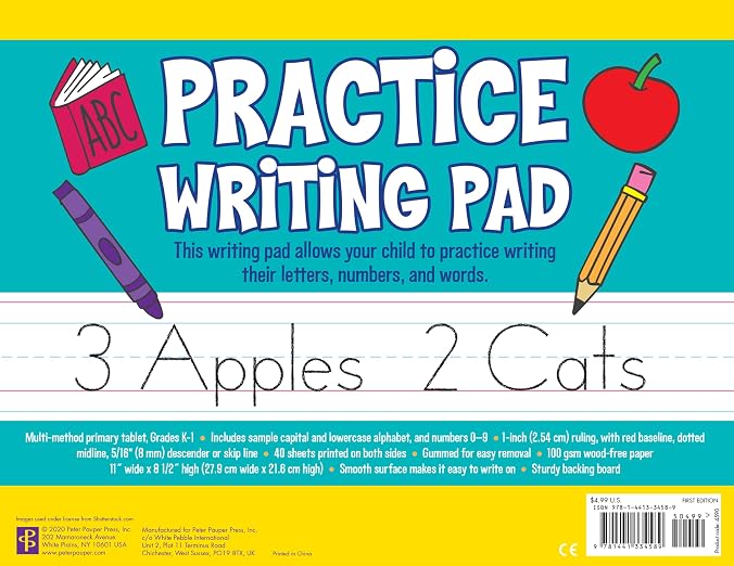 Practice Writing Pad - Primary tablet great for grades Kindergarten and up.