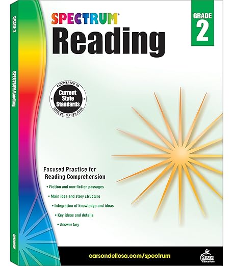 Spectrum 2nd Grade Reading Workbook—State Standards for Reading Comprehension, Nonfiction Fiction Passages With Answer Key for Homeschool or Classroom